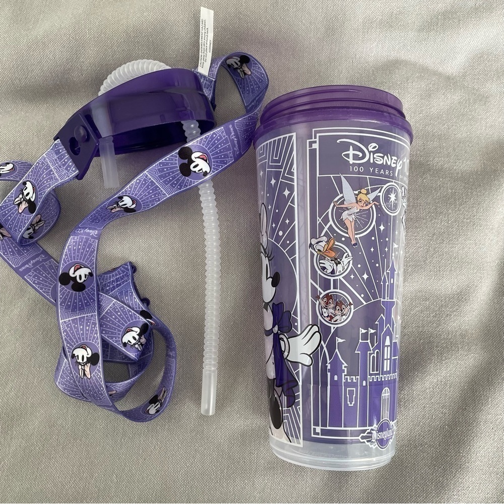 Disneyland 100 Years of Wonder Cup Disney purple Mickey cold cup straw sip - Picture 5 of 6